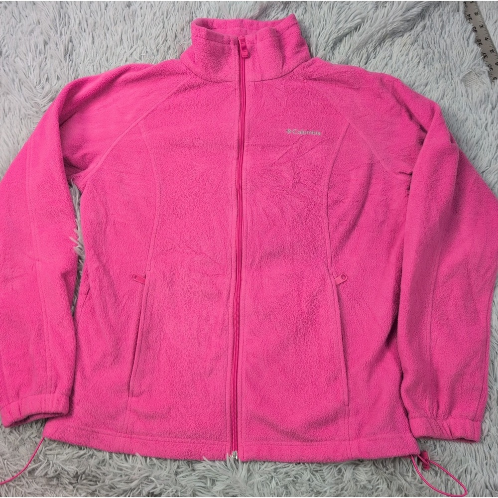 Columbia Jacket Womens L Pink Fleece Cozy Comfort Soft Zip Up Pockets